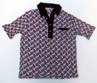 Vtg 70s ROCKABILLY Prince Bellini Shirt Polyester Vintage Red Black