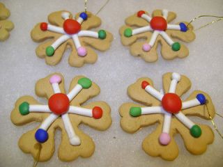 12 Small Decorated Gingerbread Snowflake Cookie Christmas tree 