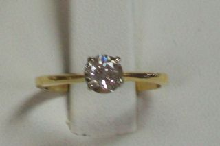   Yellow Gold Round Brilliant Cubic Zirconia Solitaire Engagement Ring