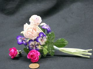 BUNCH/VINTAGE MILLINERY FLOWERS, ROSES/PANSIES, EXC COND, SUITABLE FOR 