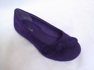 Girl Suede Ballet Flats w/Bow (leticia43) Youth Flower Girl Pageant 