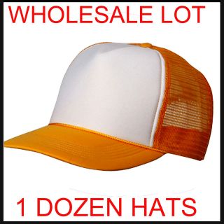 Wholesale Lot 12 Trucker Hats   NEW   GOLD YELLOW Mesh Adjustable 
