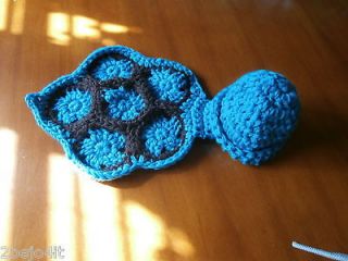 Newborn baby CUTE TURQUOISE AND BROWN TURTLE HAT AND SHELL CROCHET 