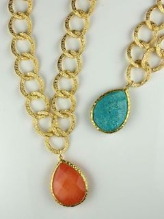 turquoise or coral gold tone boho lollipop pendant necklace more