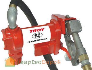 TROY 20 GPM HD 12V Fuel Transfer Pump w/ Hose Diesel Gas Gasoline 