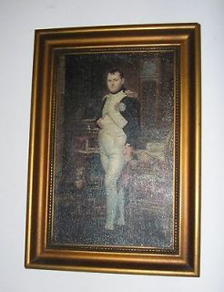Napoleon in His Study ,1812 Estate sale old Print on canvas, Jacques 