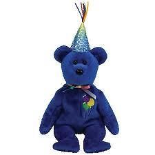 Ty Beanie Babies   Beanies   Happy Birthday Blue Teddy Bear   NEW with 