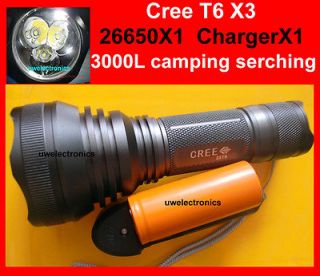 Uwe CREE XM L XML U2 3xT6 LED 26650 battery charger 3000 L Flashlight 