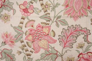 DRAPES English Country Manor Chinoiserie Toile Rose Cream Linen 