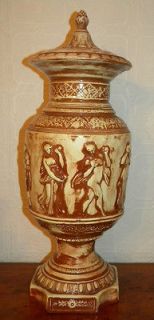 Vintage LARGE Ayners 17 tall Hand Painted Decorative Urn Vase with 