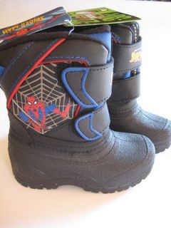 NWT BOYS SIZE 7 TODDLER SPIDERMAN WINTER SNOW BOOTS BLUE velcro  30 C