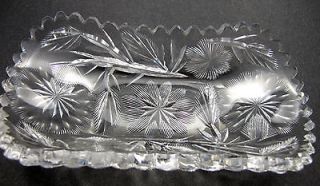 Newly listed ABP cut glass Signed Libbey spoon tray American brilliant 