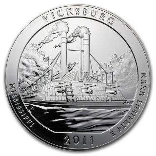 2011 5 oz Silver ATB Coin Vicksburg, MS   America the Beautiful