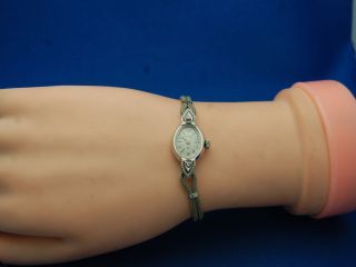 Vintage Bulova Womens14k White Gold Diamond 23 Jewel Strand Watch