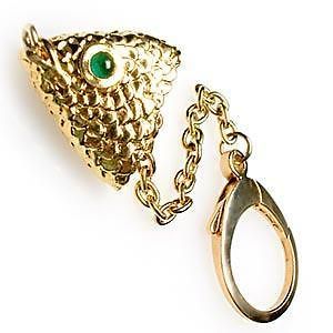 Fine Vintage Estate Tiffany & Co Fish Head Emerald Eyed Key Chain 