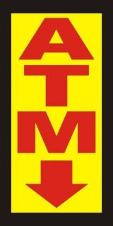 atm machine decal sticker arrow red yellow 11 30 time