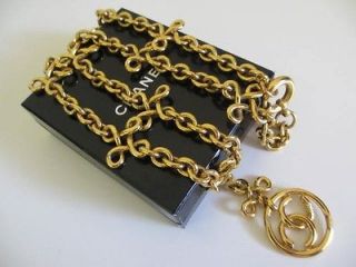 Auth Vintage Chanel CC logo pendant necklace thick chain (27)