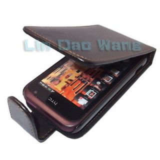 Black Flip Leather Case Cover + LCD Film For HTC Rhyme Bliss Sense 
