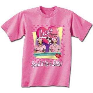 love lucy chocolate factory tasters pink t shirt new