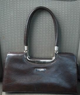 euc vittorio classic dark brown leather handbag