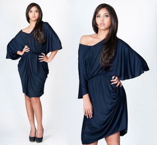 NEW Womans Dark Navy Blue VNeck Batwing Sleeve Cocktail Evening Party 
