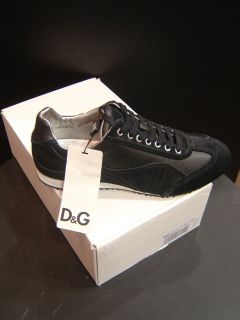 Mens New D&G Sneakers Vitello Logato + Crosta Trainers   Black   Range 