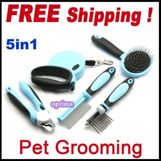 Pet Lead Grooming Brush Rake Comb Hair Fur Knot Remove Shedding Nail 