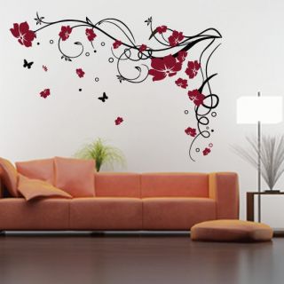 large flower butterfly vine wall stickers wall decal highly reputable