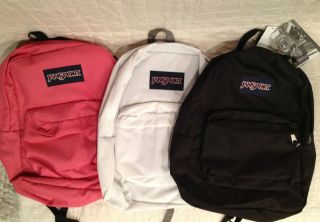 NWT   JanSport Superbreak Backpack   Bookbag   Black, White or Pink 