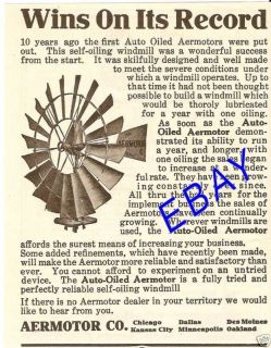 1925 aermotor auto oiled windmill ad wind mill pump time