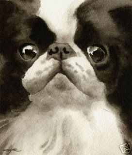 japanese chin watercolor dog art signed by artist djr time