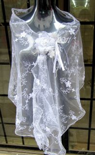   and ivory tulle embroidery Wedding Bridal Shrug Bolero Wrap Shawl