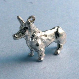 Sterling Silver Welsh CORGI Terrier DOG Puppy   NEW UK 3D Charm 