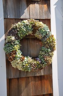   Natural Air Dried MIXED HYDRANGEA Cottage Style Wall DOOR WREATH 18