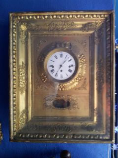 VERY IMPRESSIVE AUSTRIAN BIEDERMEIER RAHMENUHR GILDED CLOCK