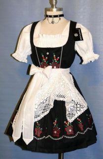 NEW~3 pc SHORT BLACK German Party Swing OKTOBERFEST DIRNDL Dress 