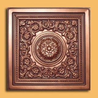 DROP IN or GLUE ON UNIVERSAL 24X24 PVC Ceiling Tile   MAJESTY Copper 
