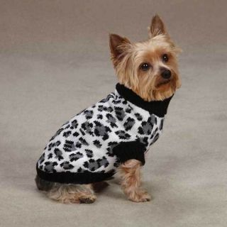 white w/Black & grey Snow Leopard S small 12L Dog Sweater Pet 