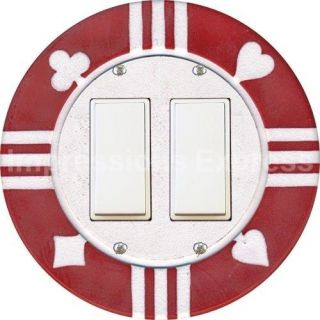 Red Poker Chip Double Decora Rocker Light Switch Plate Cover