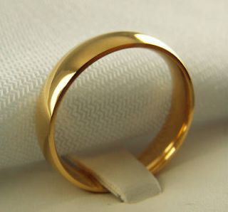 WEDDING BAND 5mm wide mens ladies ring 18K yellow gold overlay size 6