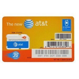   AT&T PREPAID OR CONTRACT PLAN 3G SIM CARD READY TO ACTIVATE, SKU 73034