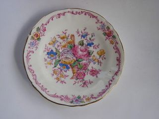   Crown Staffordshire Fine Bone China Saucer~Flower Basket with pink