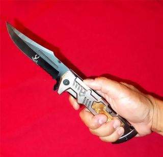 10.5 HUGE FOLDING POCKET KNIFE HEAVY DUTY SPRING ASSISTED SPEED SAFE 