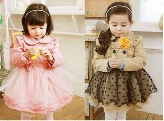 Girls Trench Coat Wind Jacket 0 5YBaby Dress Kids Clothes Outwear 