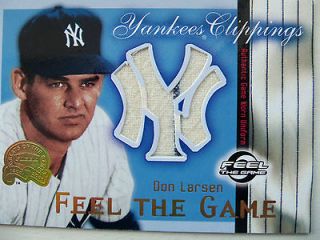 Don Larsen 2000 Fleer GOTG Yankees Clippings Feel the Game Game Worn 