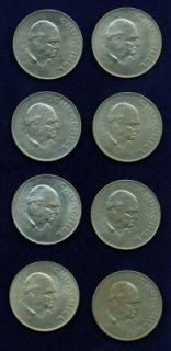 ENGLAND 1965 CROWN, CHURCHILL, LOT OF (8)