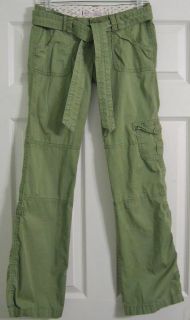 Hollister Cargo Pants Green 3 Juniors Womens Stretch Flap pockets 