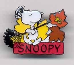 Newly listed PEANUTS CHARACTER Snoopy & Woodstock Raking Leaves PIN