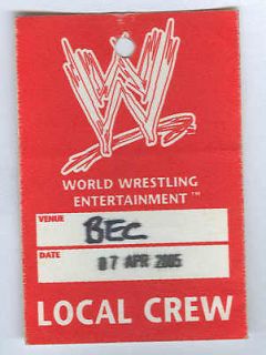 Newly listed WWE Backstage Crew Pass   Australia 2005 house show 