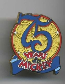 disney 75 years with mickey glitter logo pin time left